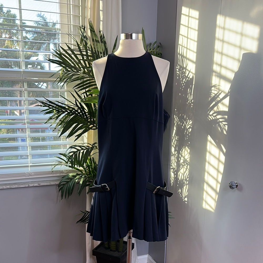 Zara Chic Navy Halter Dress with Buckle Details XXL